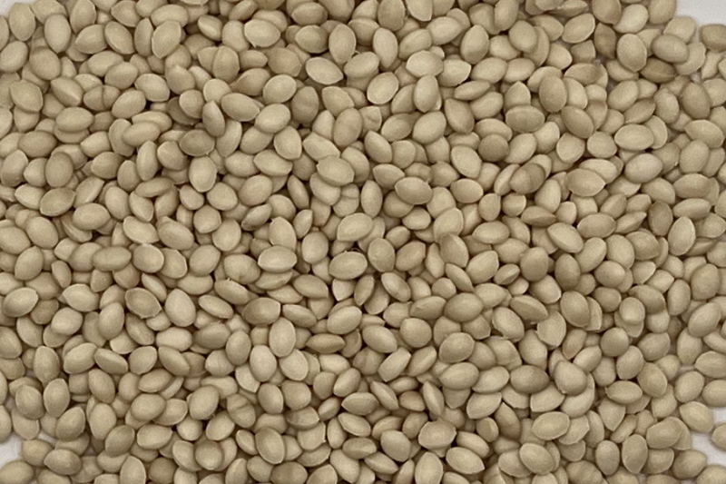 Close up image of Mater-Bi - a product made from corn starch and vegetable oil, used to make compostable bags